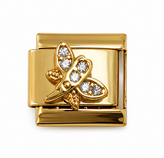 Crystal Butterfly Gold Italian Charm