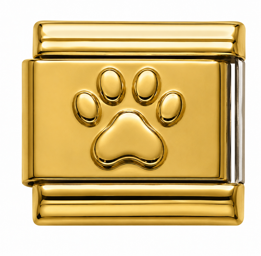 Embossed Paw Print Gold Italian Charm