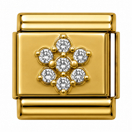 Seven Crystal Flower Gold Italian Charm