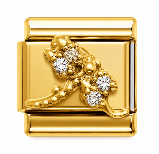 Crystal Ballet Slippers Gold Italian Charm