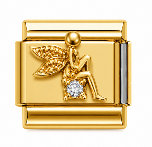Crystal Fairy Gold Italian Charm