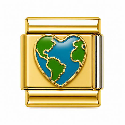 Heart ❤️ Shaped Earth Gold Italian Charm