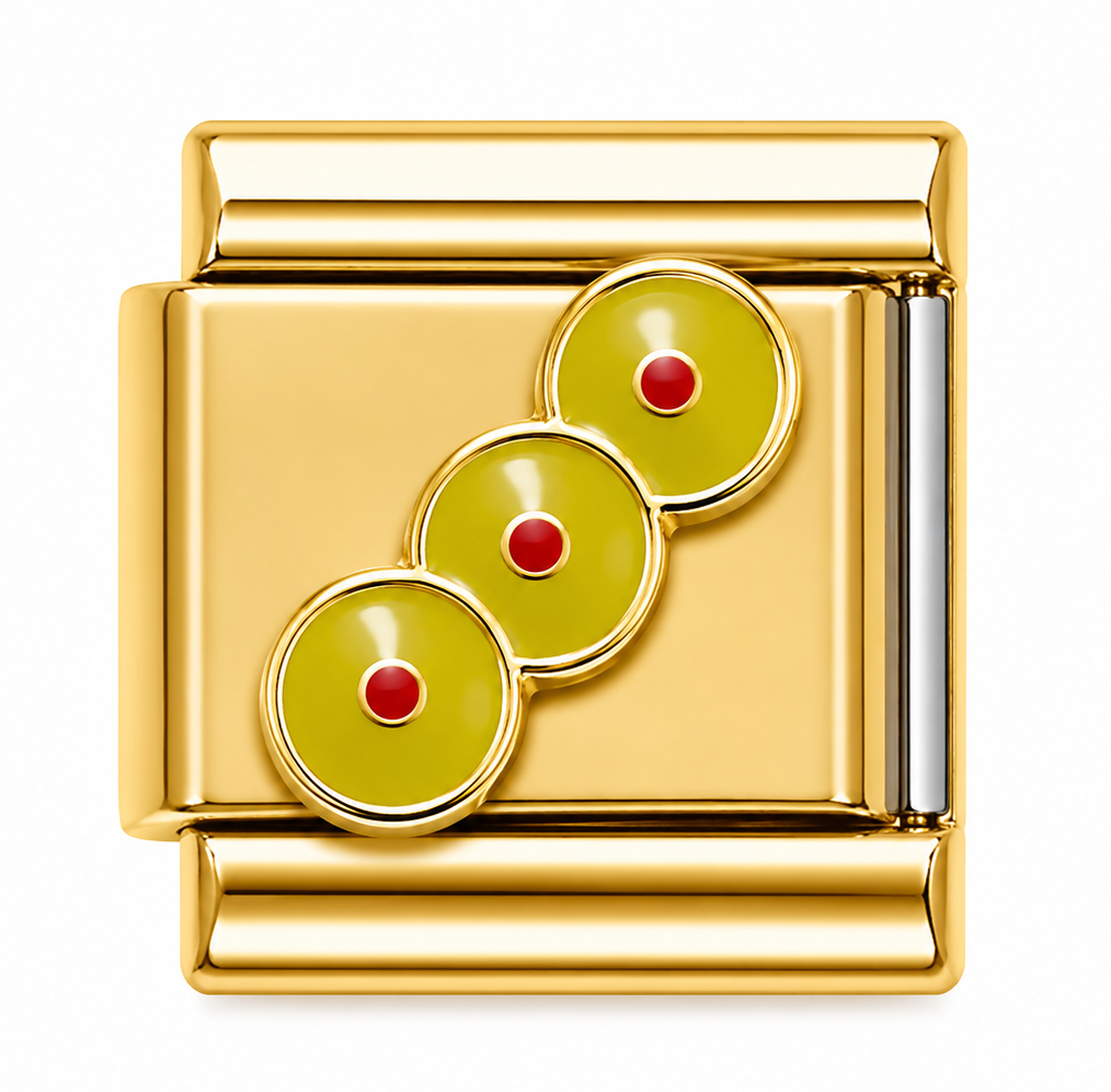Three Green Olives Gold Italian Charm