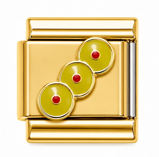 Three Green Olives Gold Italian Charm