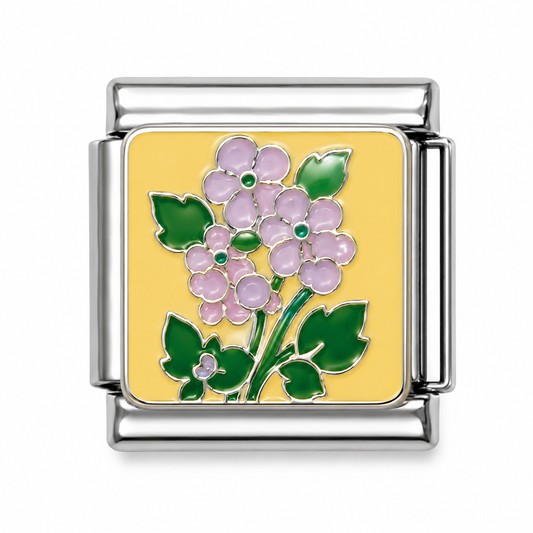 Purple Hydrangea Bouquet Silver Italian Charm