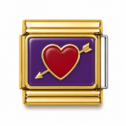 Cupid’s Arrow Heart Gold Italian Charm