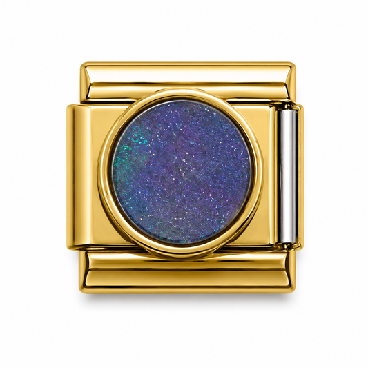 Iridescent Galaxy Dome Gold Italian Charm