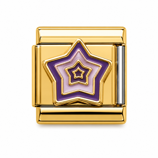 Purple Layered Star Gold Italian Charm