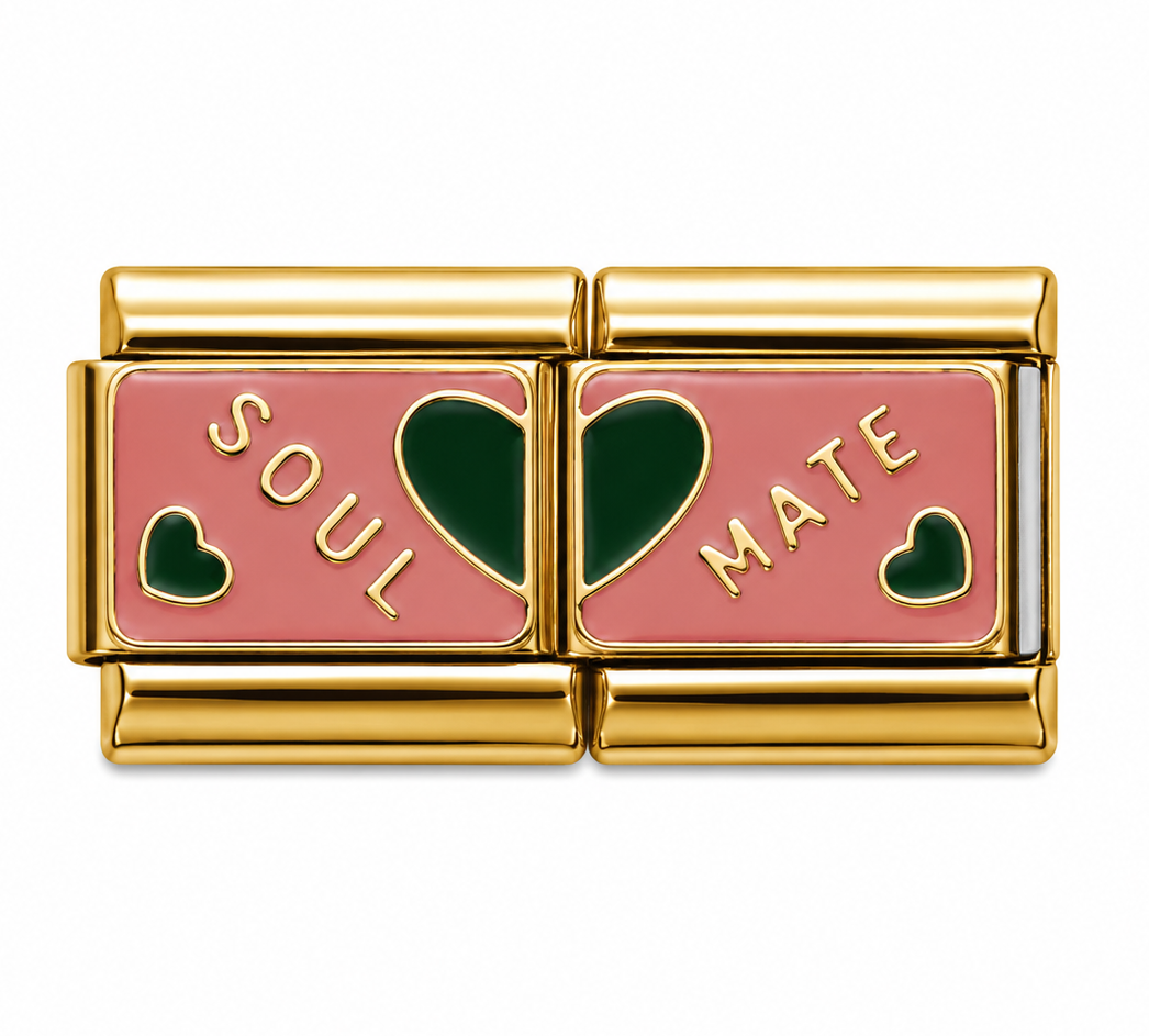 Soul Mate Split Heart Gold Italian Charm