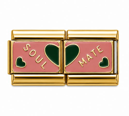 Soul Mate Split Heart Gold Italian Charm