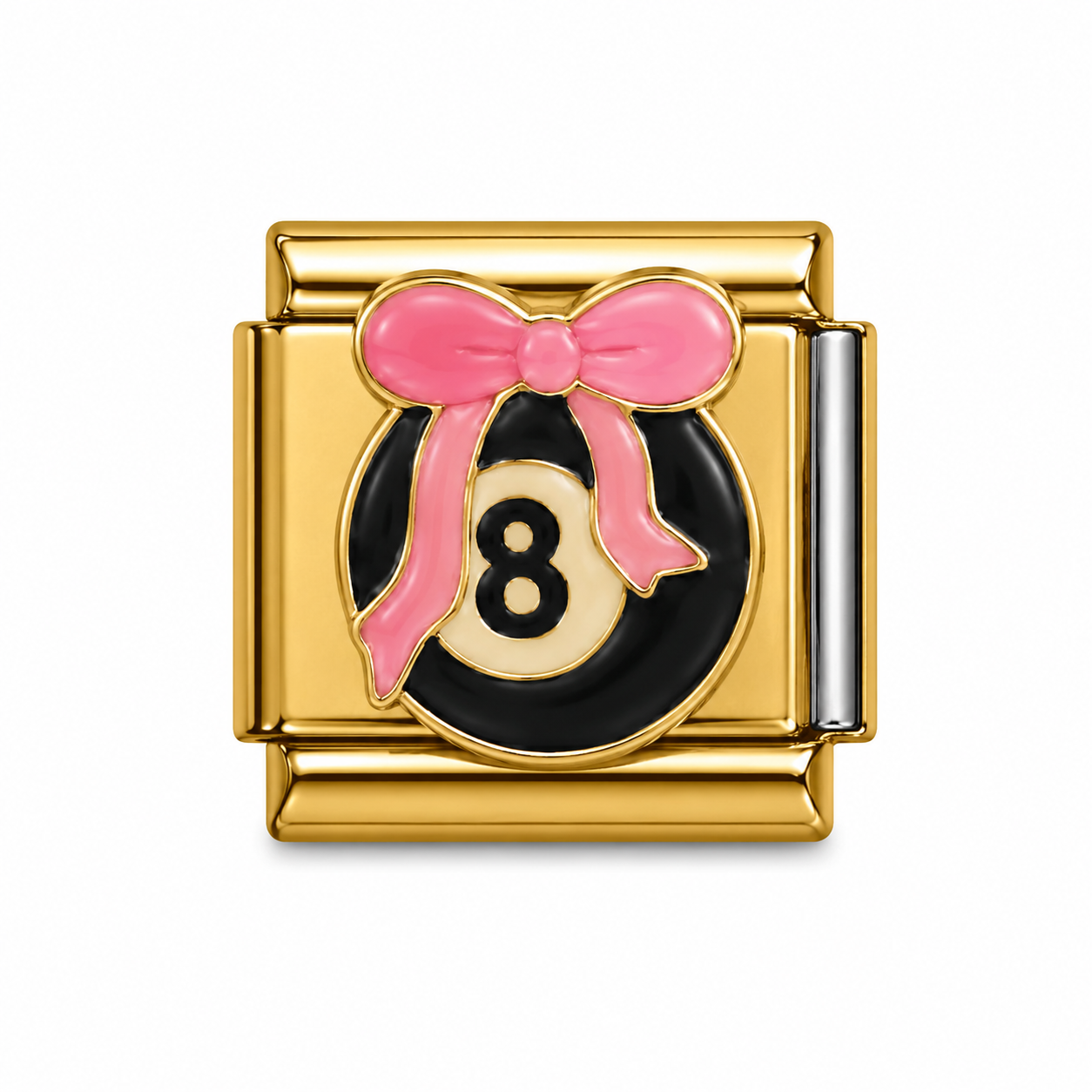 Pink Bow 8-Ball Gold Italian Charm