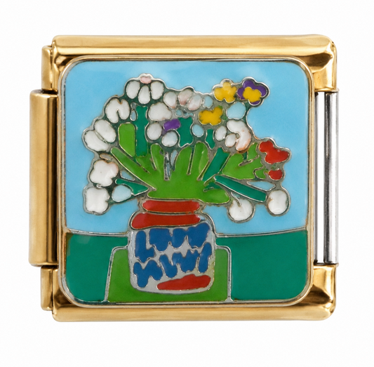 Colourful Wildflower Vase Gold Italian Charm