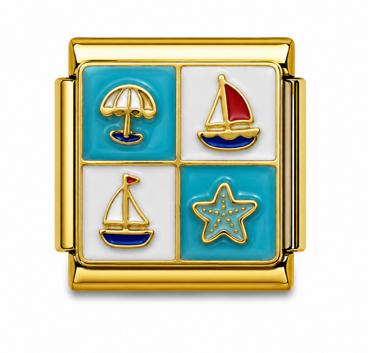 Beach Day Icons Gold Italian Charm