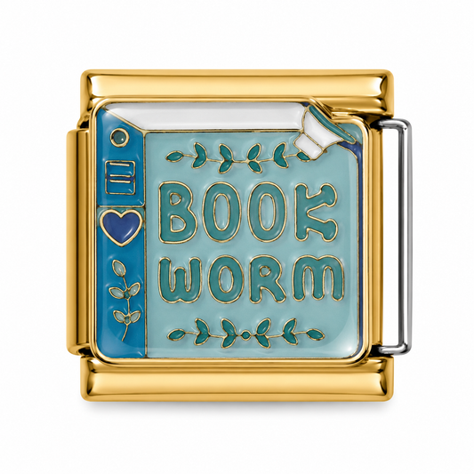 Bookworm Gold Italian Charm