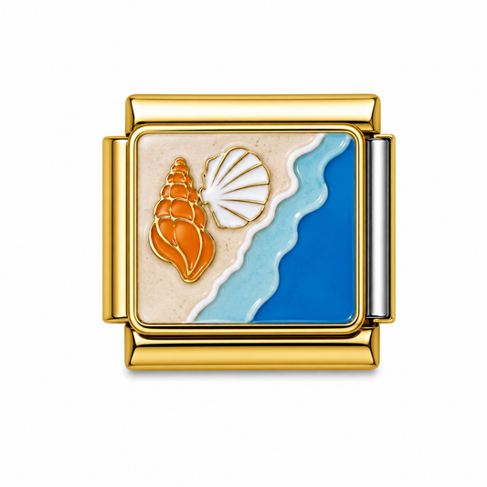 Seashell Beach Gold Italian Charm