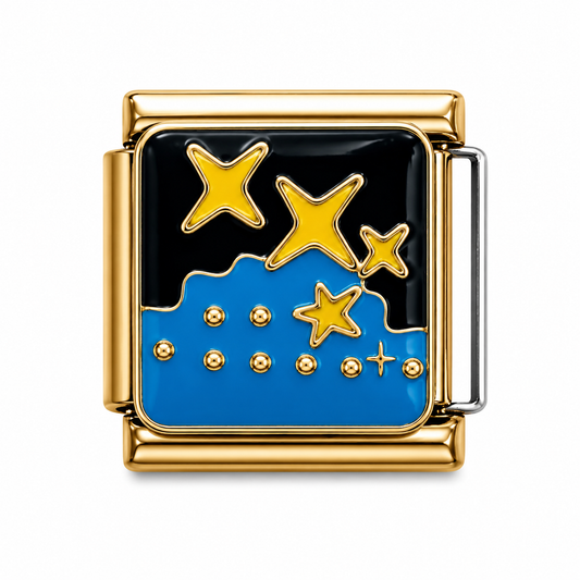 Starry Night Sky Gold Italian Charm