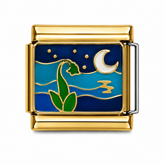 Moonlit Lily of the Valley Gold Italian Charm