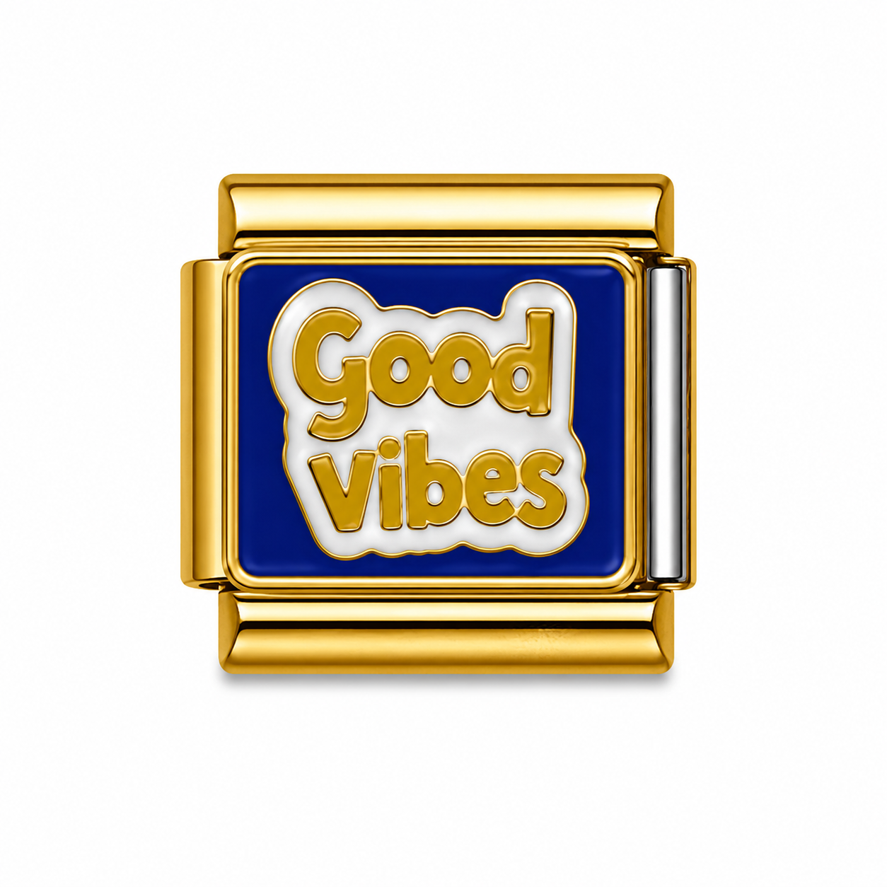 Good Vibes Blue Gold Italian Charm