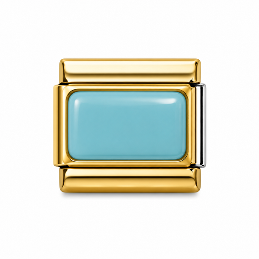 Sky Blue Enamel Gold Italian Charm