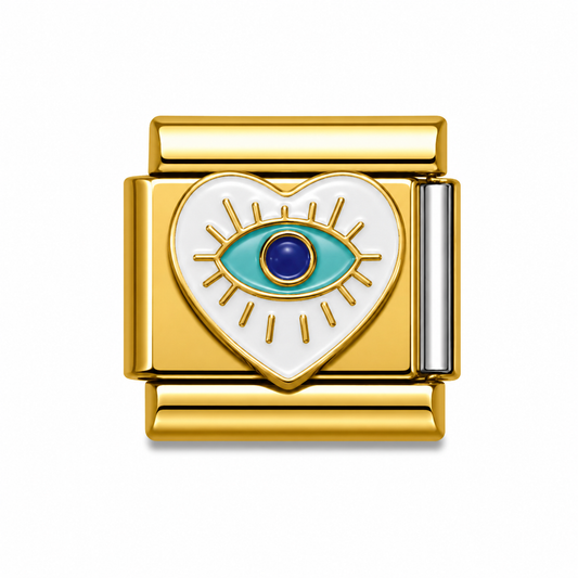 Evil Eye Heart Gold Italian Charm