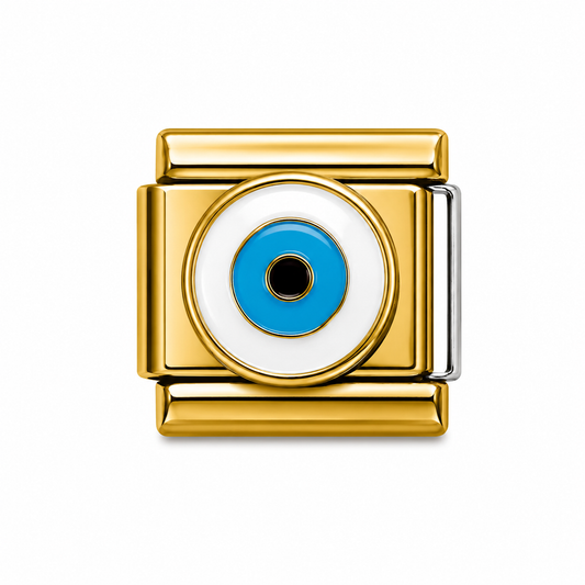 Classic Blue Evil Eye Gold Italian Charm