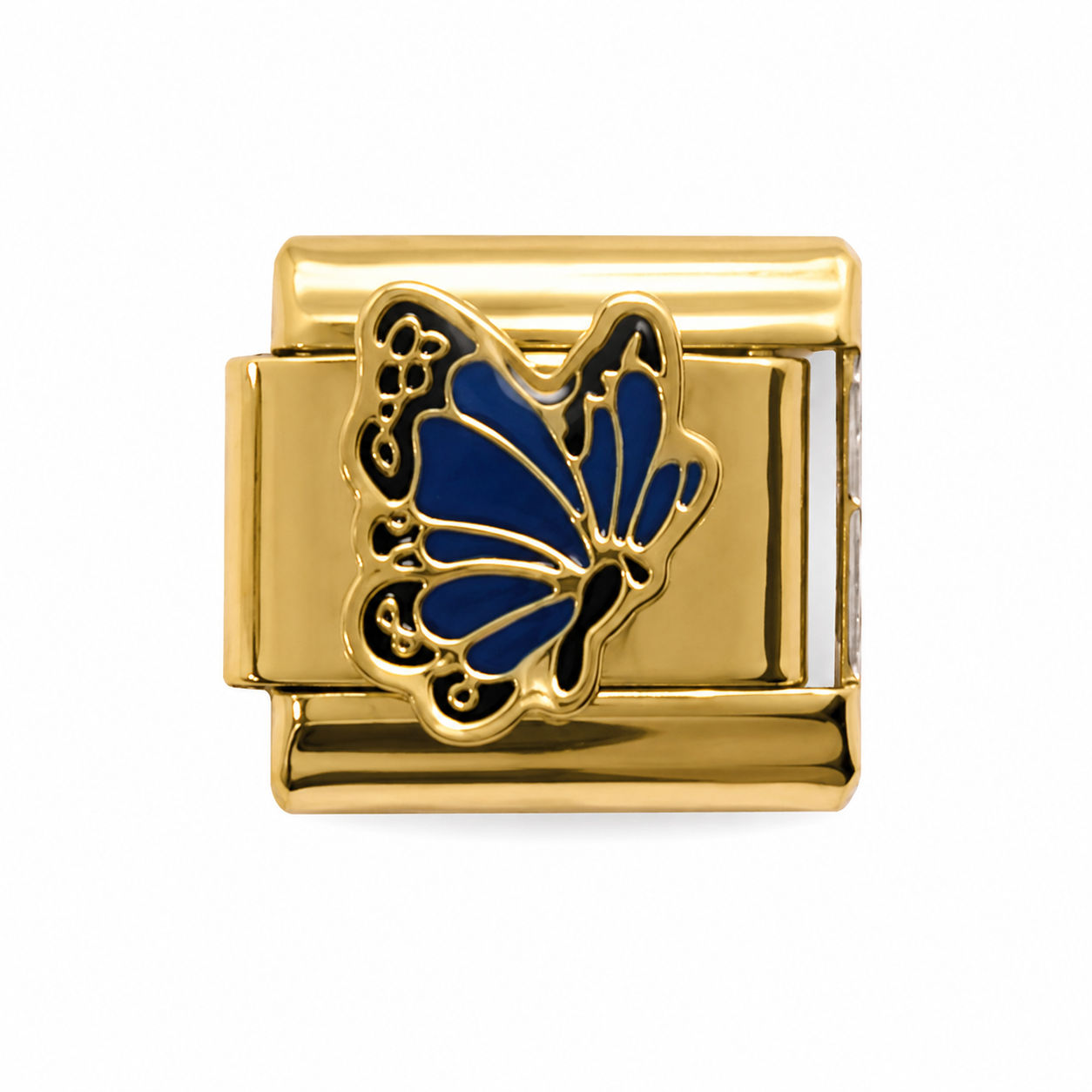 Royal Blue Butterfly Gold Italian Charm