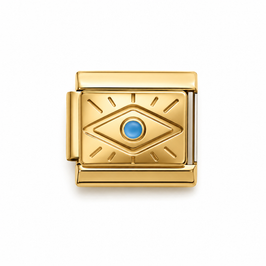 Minimalist Blue Evil Eye Gold Italian Charm
