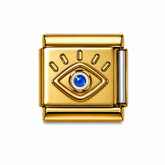 Blue Crystal Evil Eye Gold Italian Charm