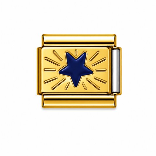 Radiant Blue Star Gold Italian Charm