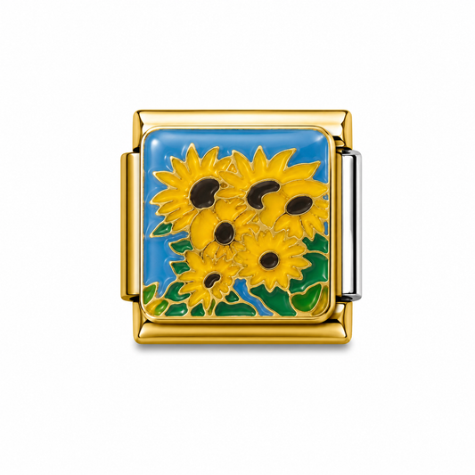 Sunflower Bouquet Blue Gold Italian Charm