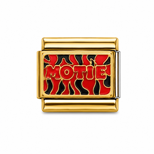 Motie Red and Black Gold Italian Charm