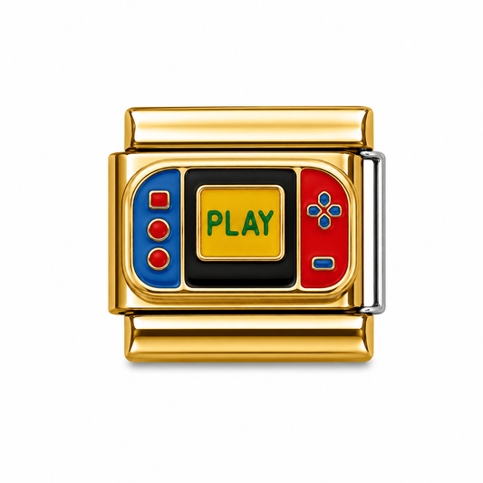 Retro Play Game Console Gold Italian Charm
