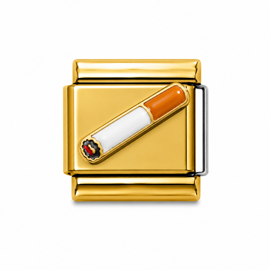 Lit Cigarette Gold Italian Charm