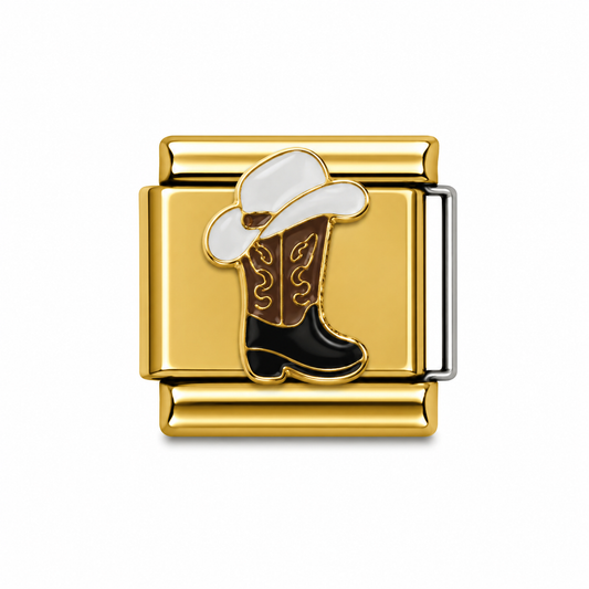 Cowboy Hat and Boots Gold Italian Charm