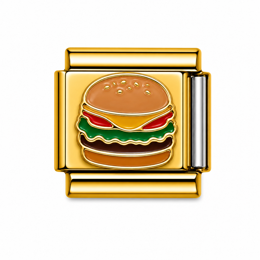 Classic Cheeseburger Gold Italian Charm