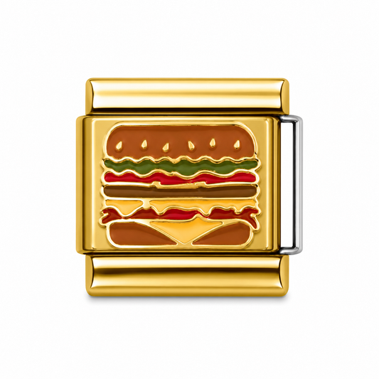 Double Cheeseburger Gold Italian Charm
