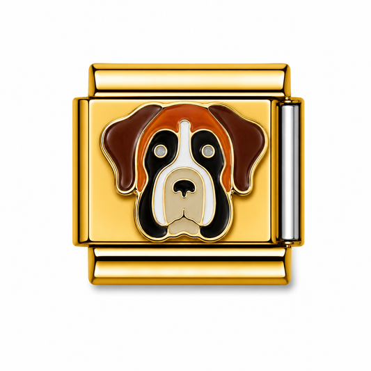 Saint Bernard Dog Gold Italian Charm