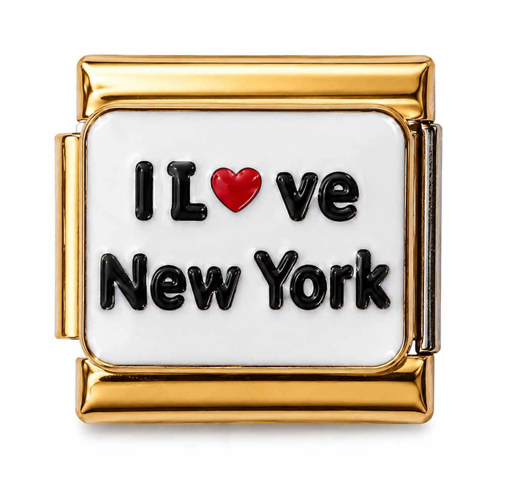 I L❤️ve New York White Gold Italian Charm