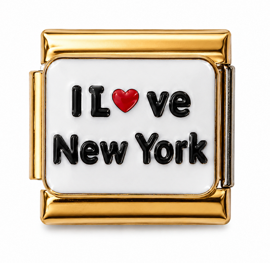 I L❤️ve New York White Gold Italian Charm