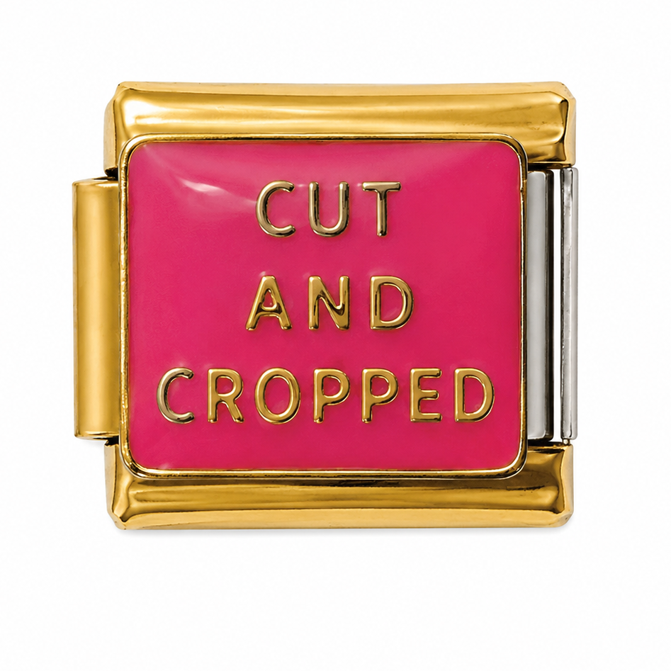 Cut and Cropped Pink Gold Italian Charm
