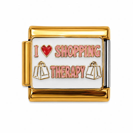 I ❤️ Shopping Therapy Gold Italian Charm