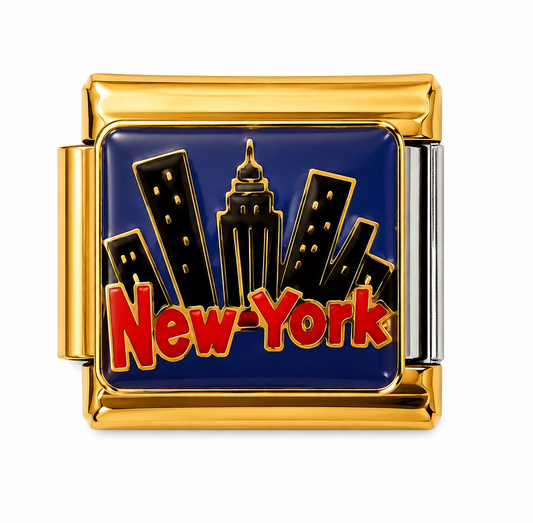 New York Skyline Gold Italian Charm