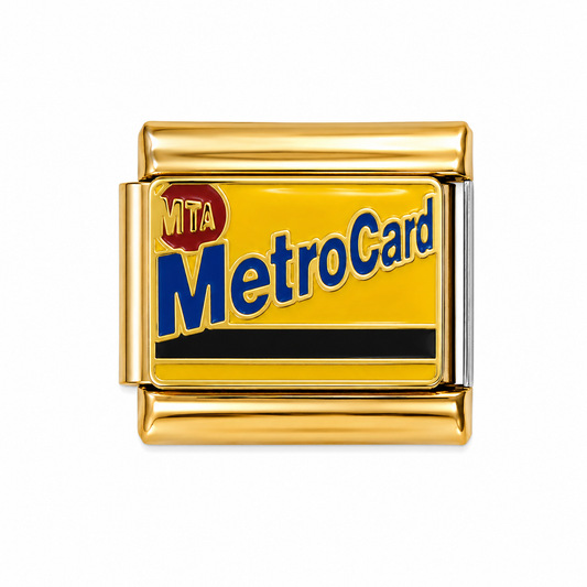 New York MetroCard Gold Italian Charm