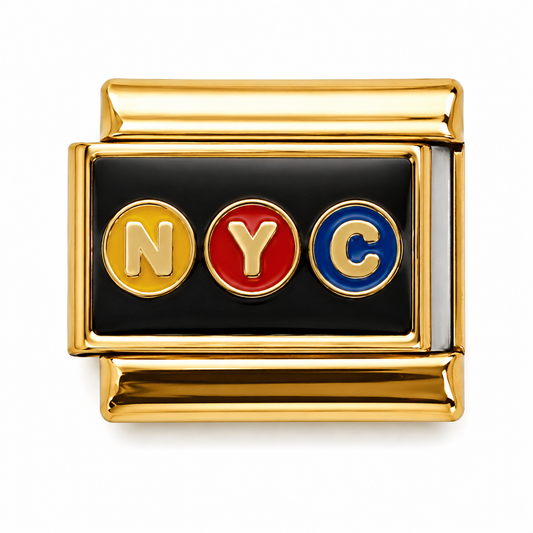 NYC Subway Circles Gold Italian Charm