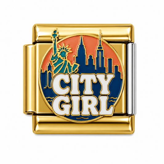New York City Girl Gold Italian Charm