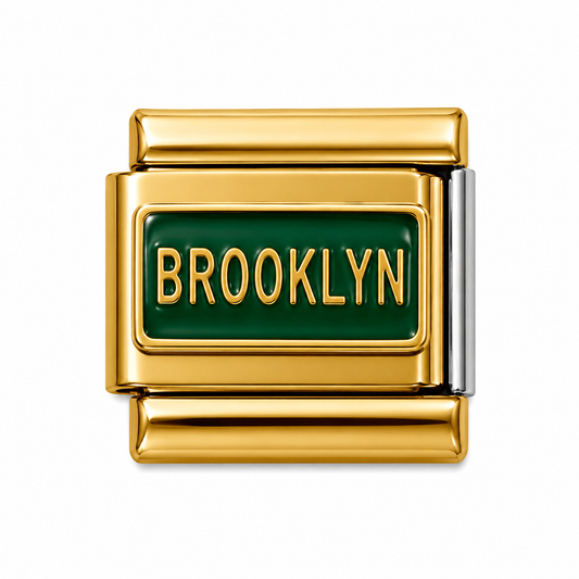 Brooklyn Street Sign Gold Italian Charm