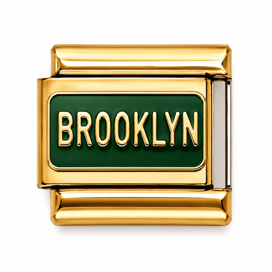 Brooklyn Street Sign Gold Italian Charm