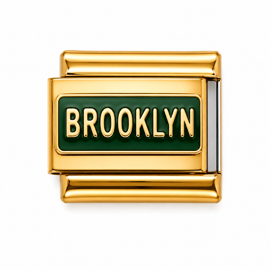 Brooklyn Street Sign Gold Italian Charm