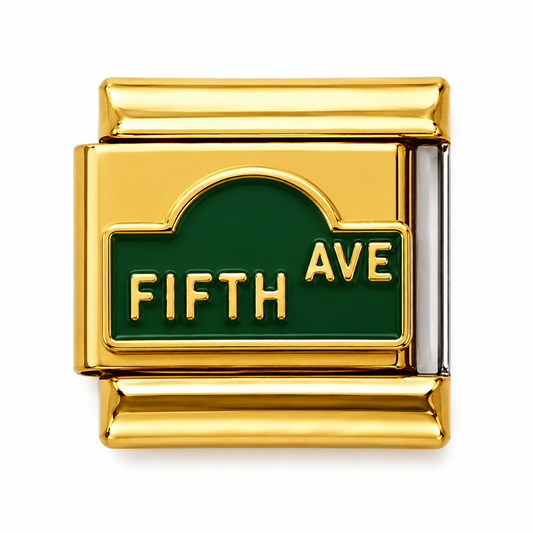 Fifth Avenue Street Sign Gold Italian Charm