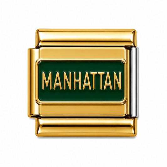 Manhattan Street Sign Gold Italian Charm